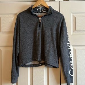 Calvin Klein, crop, 1/4 zip, long sleeve top.